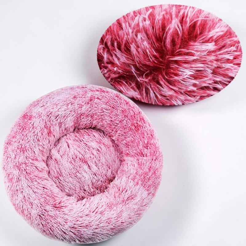Ultra-Soft Winter Round Plush Pet Bed for Larger Pets