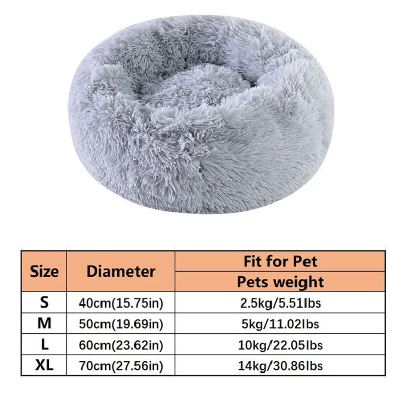 Winter Round Plush Pet Bed for dogs and cats