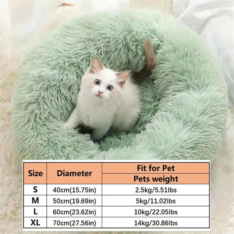 Winter Round Plush Pet Bed for dogs and cats