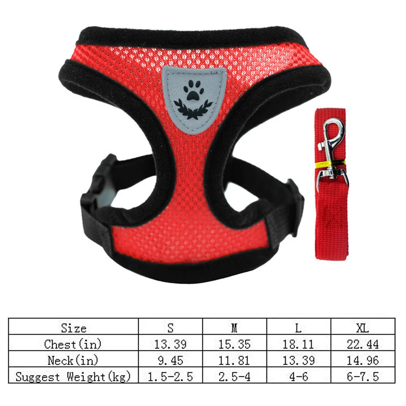 Adjustable Pet Walking Harness – Comfortable & Secure Vest for Small Dogs and Cats