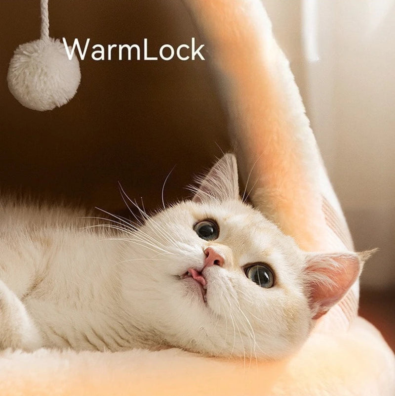 Self-Warming Plush Cat Tent Bed