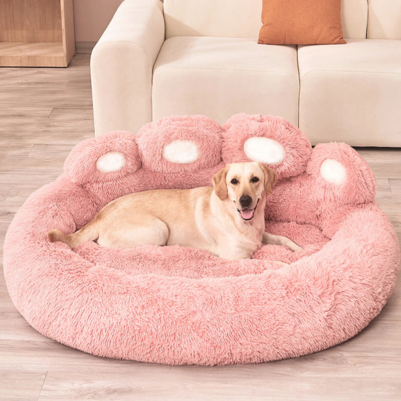 Premium Fluffy Winter Plush Claw Dog Bed for Larger Pets