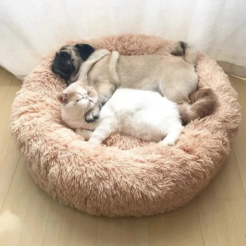 Ultra-Soft Winter Round Plush Pet Bed for Larger Pets