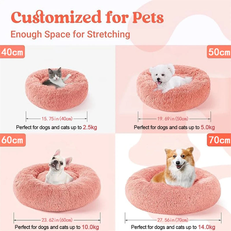 Winter Round Plush Pet Bed for dogs and cats