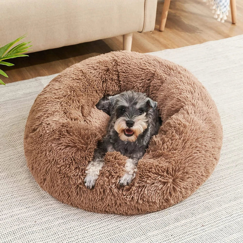 Ultra-Soft Winter Round Plush Pet Bed for Larger Pets
