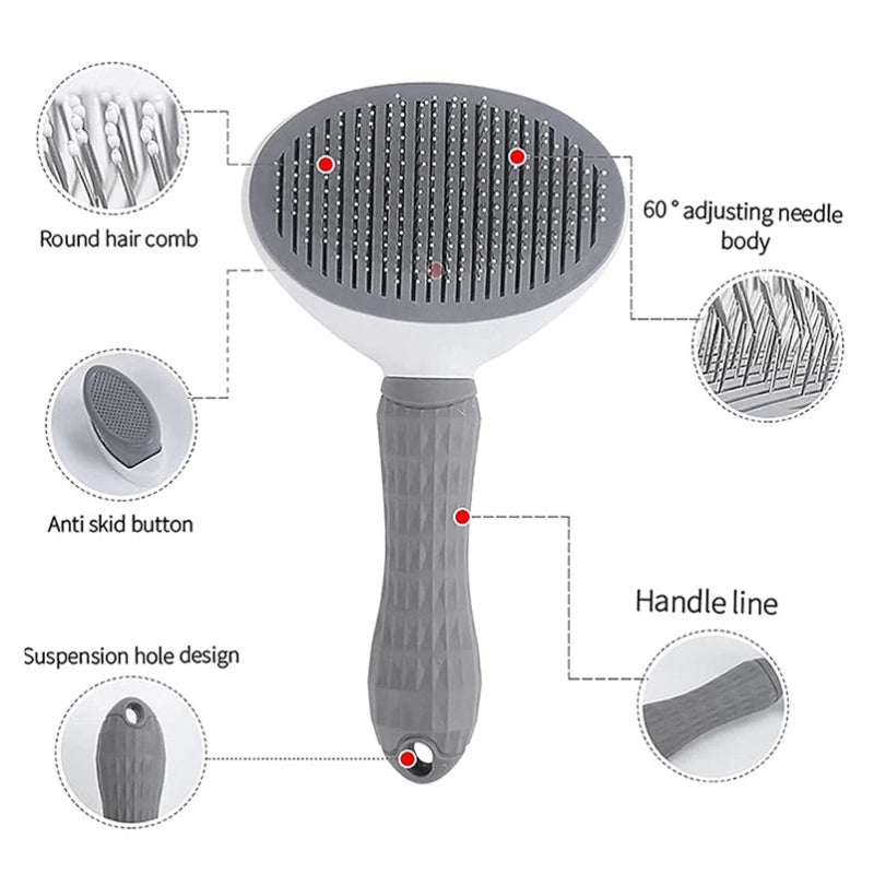 Anti-Slip Pet Grooming Brush with Needle Comb