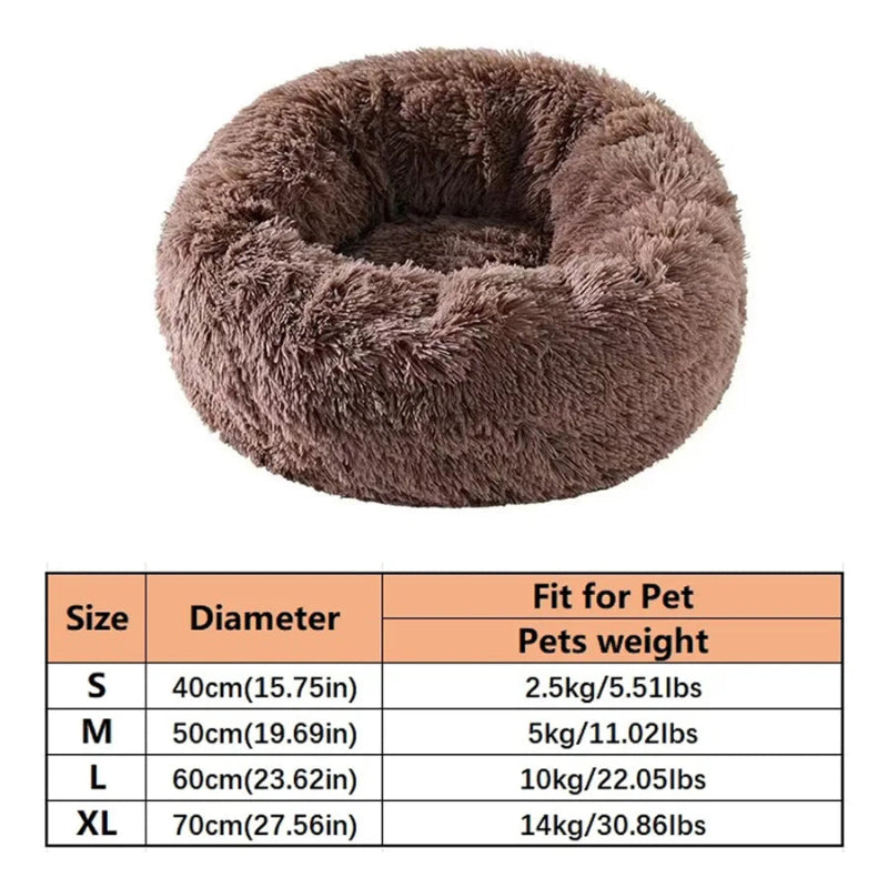 Winter Round Plush Pet Bed for dogs and cats
