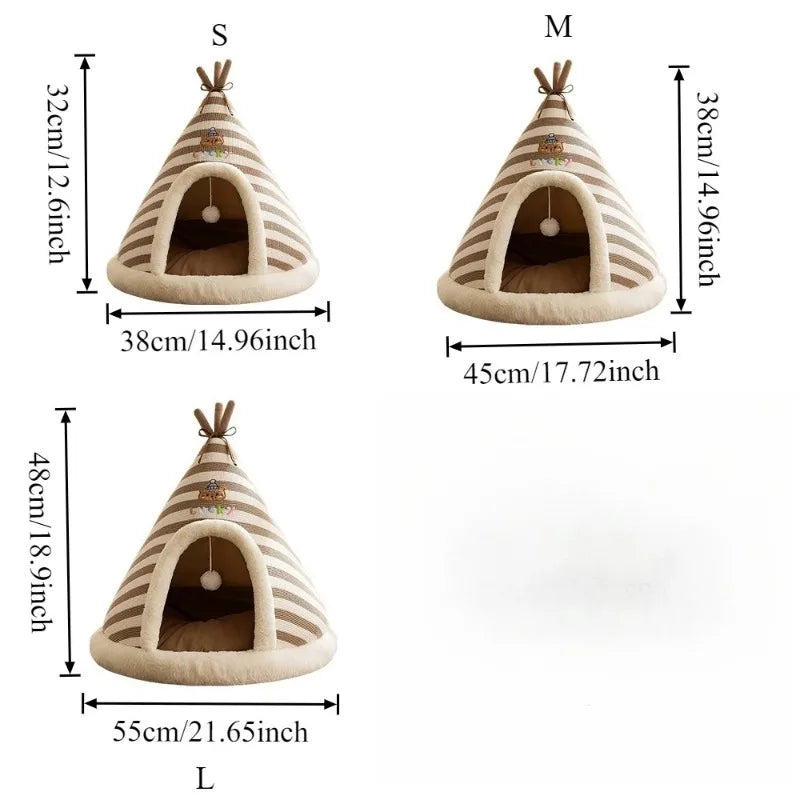 Self-Warming Plush Cat Tent Bed