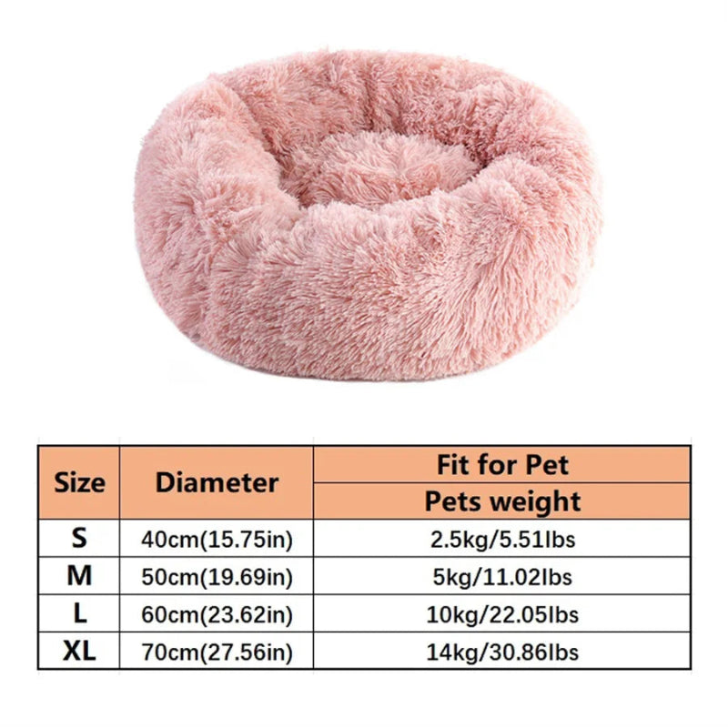 Winter Round Plush Pet Bed for dogs and cats