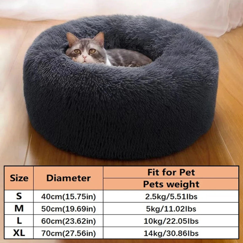 Winter Round Plush Pet Bed for dogs and cats