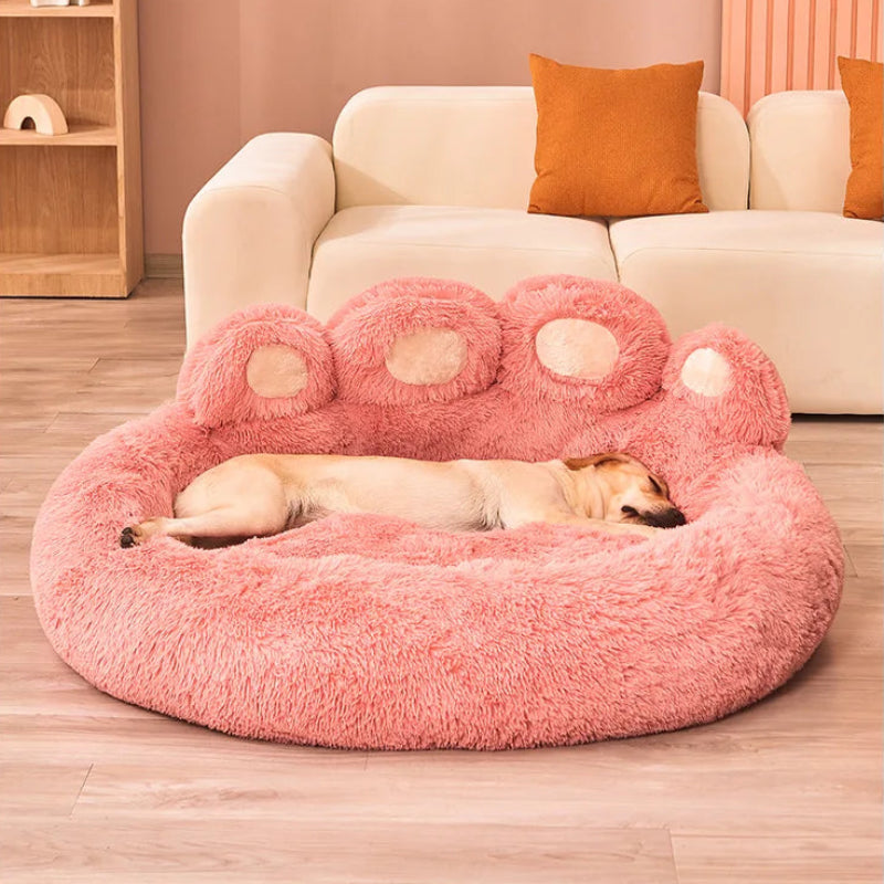 Premium Fluffy Winter Plush Claw Dog Bed for Larger Pets