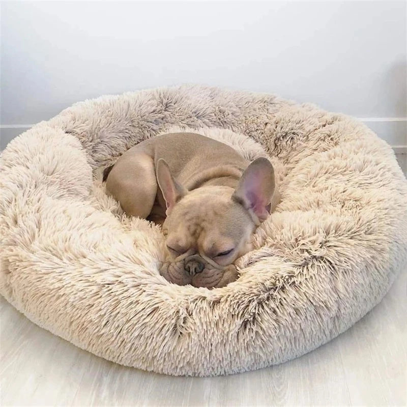 Ultra-Soft Winter Round Plush Pet Bed for Larger Pets