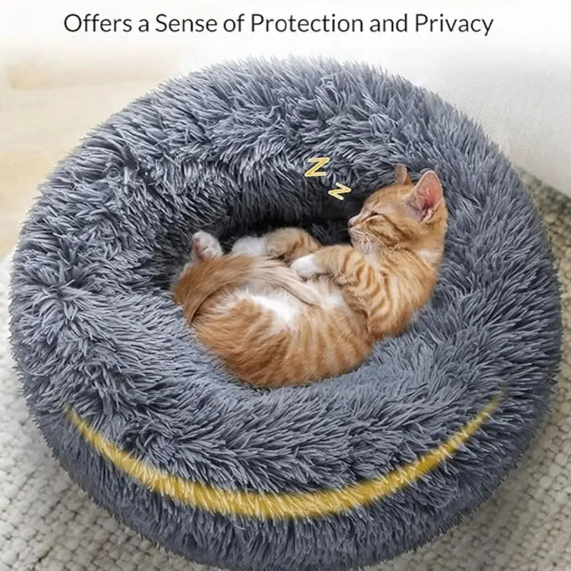 Ultra-Soft Winter Round Plush Pet Bed for Larger Pets